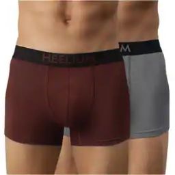 Pack Of 2 Men Regular Fit Logo Print Trunks with Elasticated Waist-16