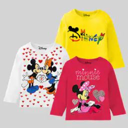 Girls Pack of 3 Printed Round-Neck T-Shirts-image-92