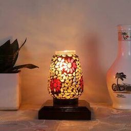 devansh Mosaic Glass Table Lamp with Wooden Base-picture-3