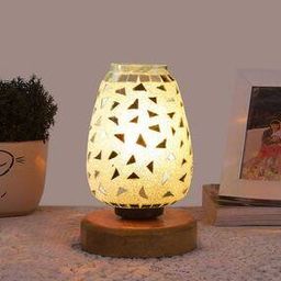 Mosaic Glass Table Lamp with Wood Base-image-6