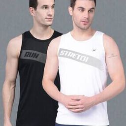 Men Pack of 2 Typographic Print  Sleeveless Vests-picture-10