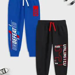 Pack of 2 Boys Typographic Print Joggers with Drawstring Waist-picture-13