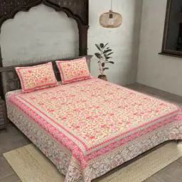 Floral Print Double Bedsheet With 2 Pillow Covers-image-109