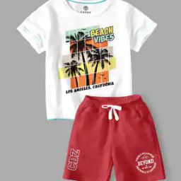 Boys Typographic Print T-Shirt & Shorts Set-21