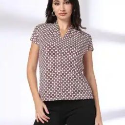 Women Printed Regular Fit V-Neck Top-5