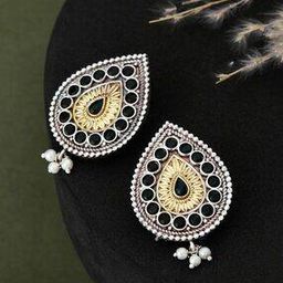 fabindia Women Stone-Studded Pearl Stud Earrings-picture-41