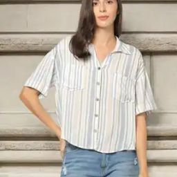 Women Regular Fit Shirt with Patch Pockets-image-97