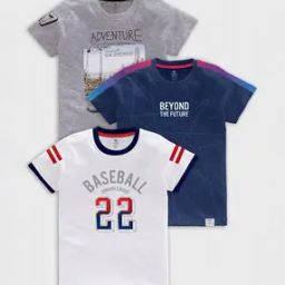 Pack of 3 Typographic Print T-Shirts-39