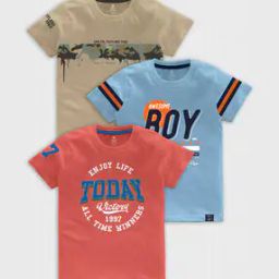 Pack of 3 Typographic Print Crew-Neck T-Shirts-11