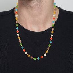Men Gold-Plated Linked Chain with Stones Detail-image-94
