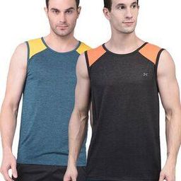 Pack of 2 Men Colourblock Sleeveless Vest-image-3