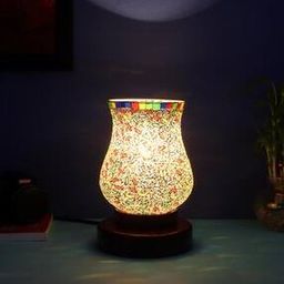Printed Mosaic Glass Table Lamp with Wood Base-image-20