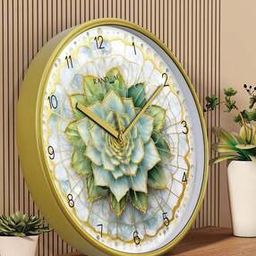 Floral Print Round Wall Clock with Glass-picture-52