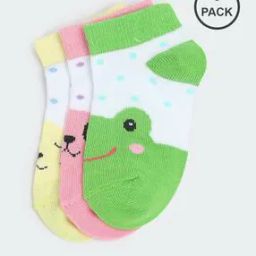 Girls Pack of 3 Printed Ankle-Length Everyday Socks-picture-1