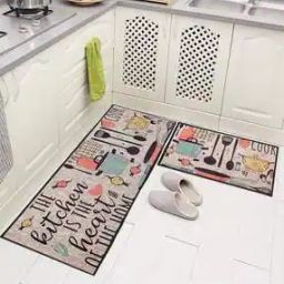 Set of 2 Typographic Print Anti-Skid Mat & Runner-10