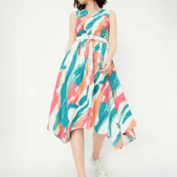 Printed Asymmetrical Hem A-Line Dress-image-32
