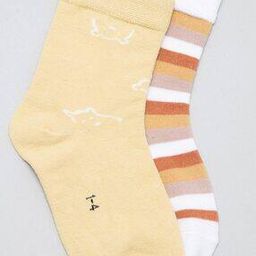 Pack of 2 Printed Mid-Calf Socks-image-24