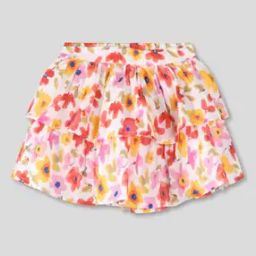 Girls Floral Print Tiered Skirt-image-98