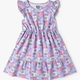 Girs Printed Fit & Flare Dress-image-93