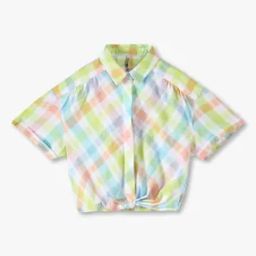 Girls Checked Relaxed Fit Cotton Shirt-12