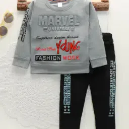 Boys Typographic Print Sweatshirt & Track Pants Set-image-43