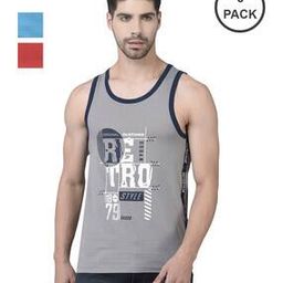 Men Pack of 3 Typographic Print Vest-image-48