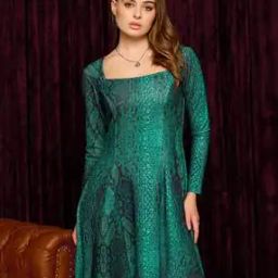 Women Animal Print Square-Neck Fit & Flare Dress-image-44