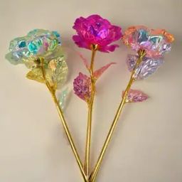 Set of 3 Plastic Artificial Forever Rose Flowers-24