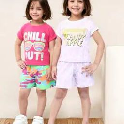 Pack of 2 Girls Printed Shorts & Top Set-image-76
