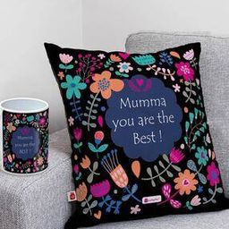 Graphic Print Cushion Cover with Coffee Mug-43