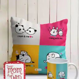 Graphic Print Cushion Cover with Coffee Mug-42