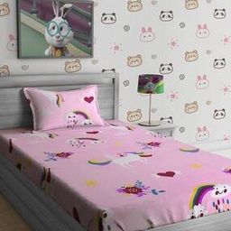 210 TC Unicorn Print Single Bedsheet with Pillow Cover-image-68