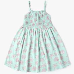 Girls Printed Smocked Strappy Fit & Flare Dress-image-23