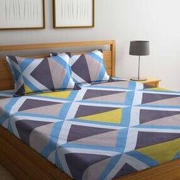 Geometric Print King Size Bedsheet with 2 Pillow Covers-4