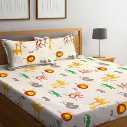 250 TC Cartoon Print Bedsheet with Pillow Covers-image-91