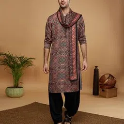 Men Geometric Georgette Regular Long Stole-image-3
