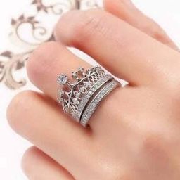 Crown Stackable Ring with Rose & Teddy Bear Box-47