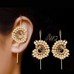 Women Vighnaharta Twinkling Bejeweled Ear Cuffs-image-2