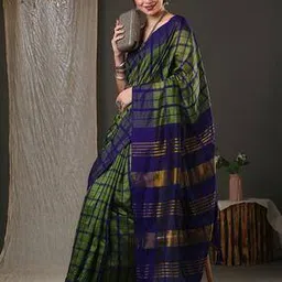 Checked Saree with Tassels-image-49