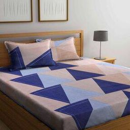 arrabi Geometric Print Bedsheet with 2 Pillow Covers-picture-14