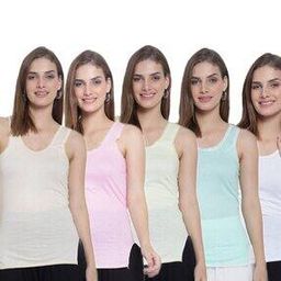 Pack of 5 Round-Neck Camisoles-image-71