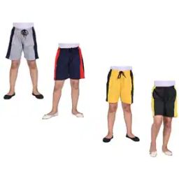 Pack of 4 Girls Colourblock Regular Fit Bermuda Shorts-image-5