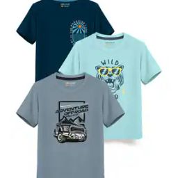 Pack of 3 Graphic Print Crew-Neck T-Shirts-picture-9