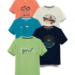 Pack of 5 Graphic Print Crew-Neck T-Shirts-18