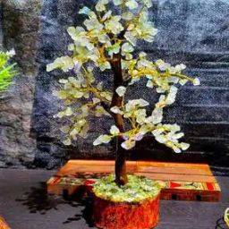 Multi-Florite Stone with Wooden Base Crystal Tree-19