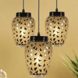 Set of 3 Printed Glass Hanging Lamps-37