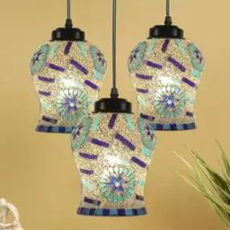 Set of 3 Printed Glass Hanging Lamps-image-17