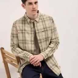 Men Checked Slim Fit Cotton Shirt with Patch Pocket-image-76