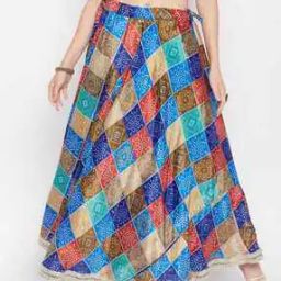 Bandhani Print Flared Skirt with Drawstring Waist-picture-1
