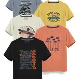 Pack of 5 Printed Round-Neck T-Shirt-picture-12